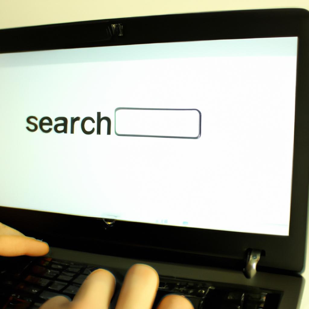 Person using a search engine
