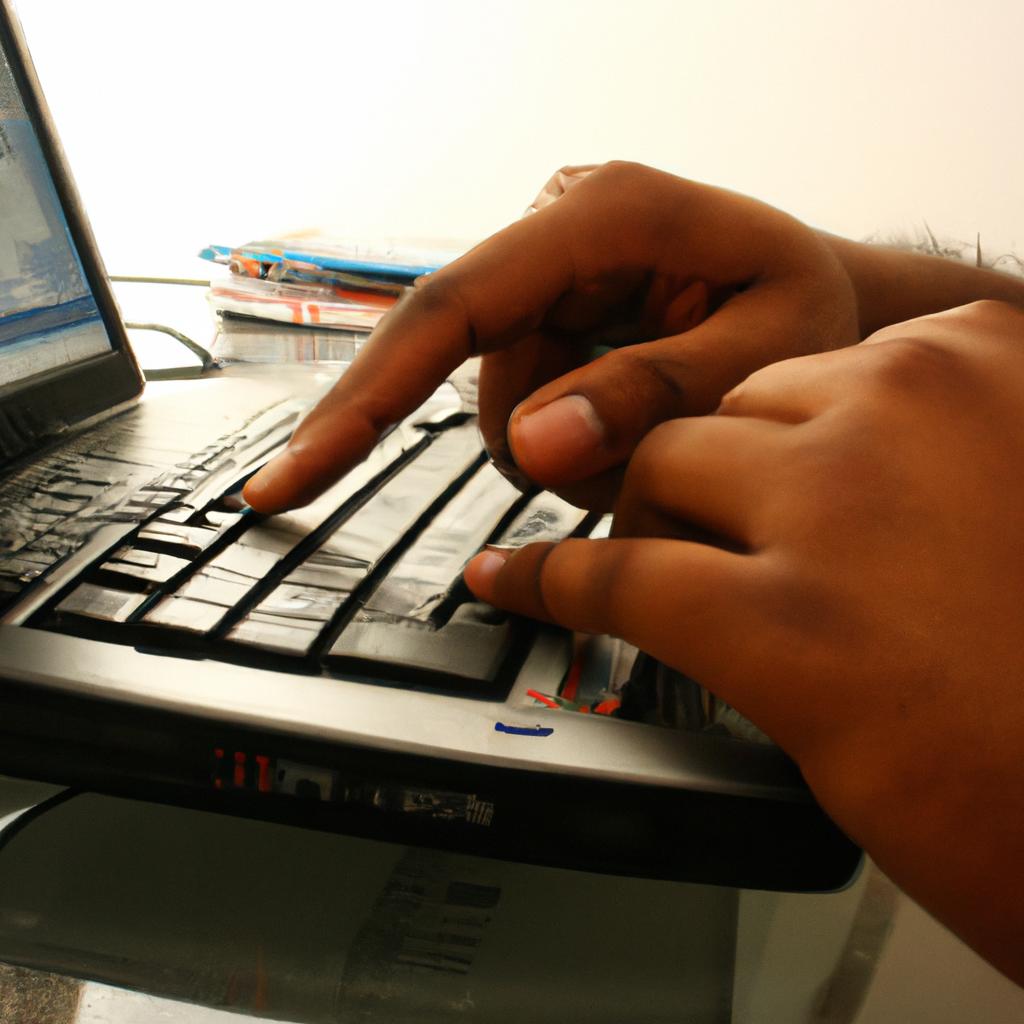 Person using computer for searching